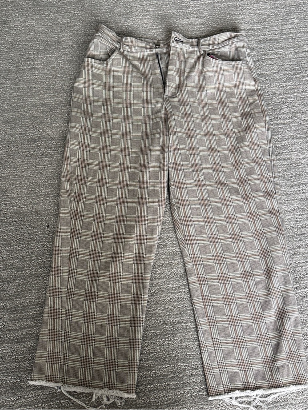 Kitsch Plaid Wide-Leg Pants in Beige, Brown and Black